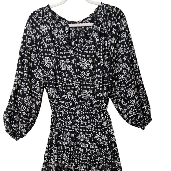 The Great 'The Joy' Folk print cotton long sleeve tiered prairie maxi dress 1/S - Picture 10 of 12